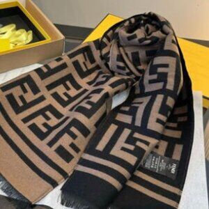 Fendi Black and Brown Logo Pattern Women's Scarf - With Original Box